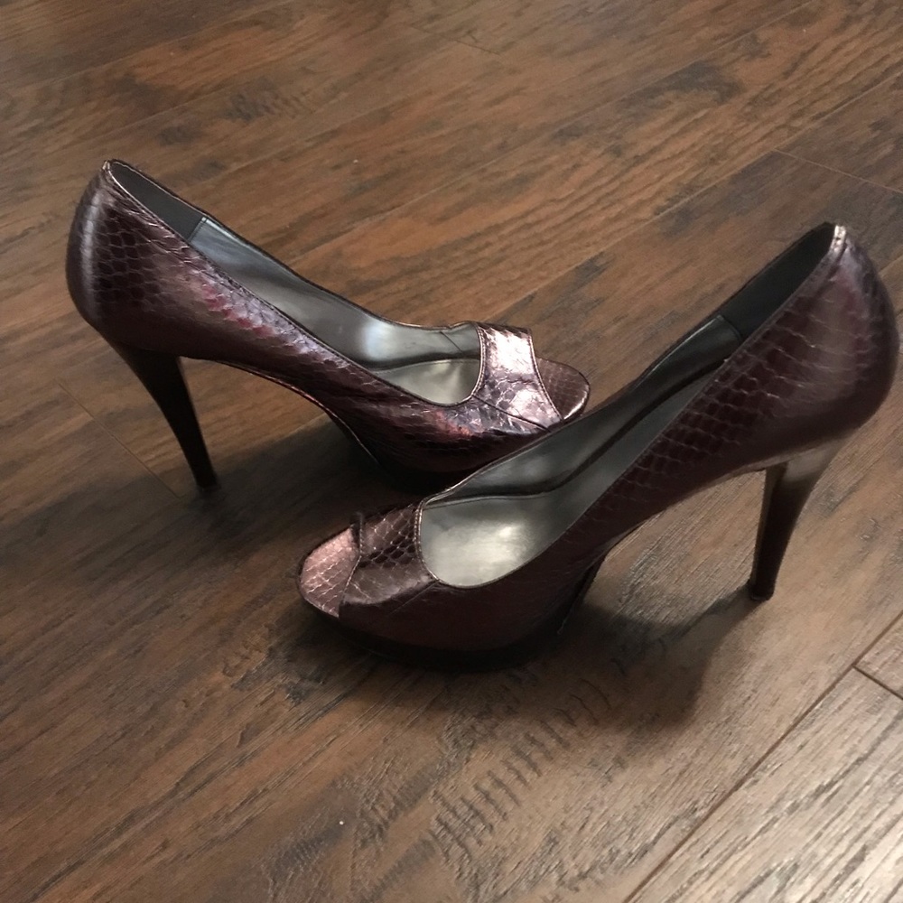 Calvin Klein Metallic Brown Leather Heels